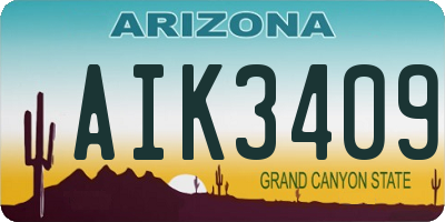 AZ license plate AIK3409