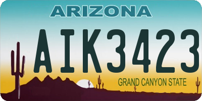 AZ license plate AIK3423
