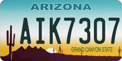AZ license plate AIK7307