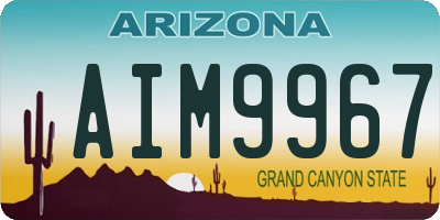AZ license plate AIM9967