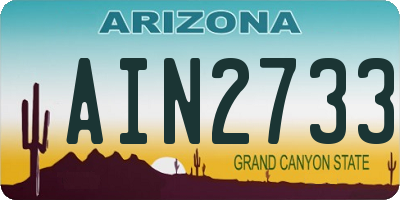 AZ license plate AIN2733