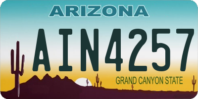 AZ license plate AIN4257