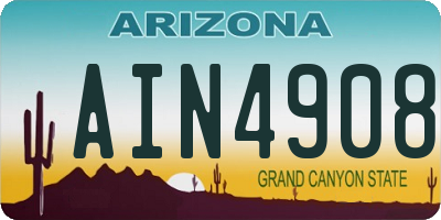 AZ license plate AIN4908
