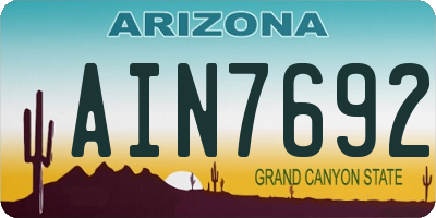 AZ license plate AIN7692