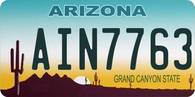 AZ license plate AIN7763