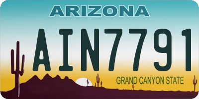 AZ license plate AIN7791