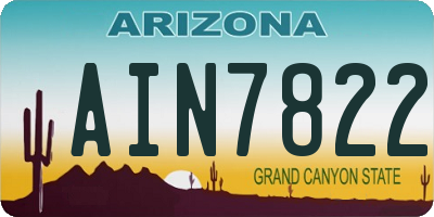 AZ license plate AIN7822