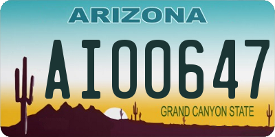 AZ license plate AIO0647