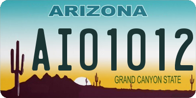 AZ license plate AIO1012