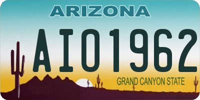 AZ license plate AIO1962