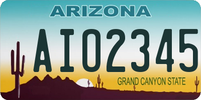 AZ license plate AIO2345