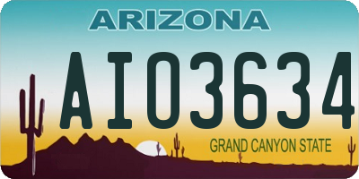AZ license plate AIO3634