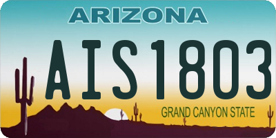 AZ license plate AIS1803