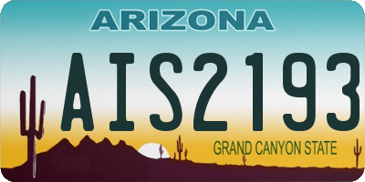 AZ license plate AIS2193