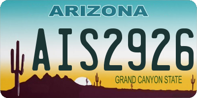 AZ license plate AIS2926