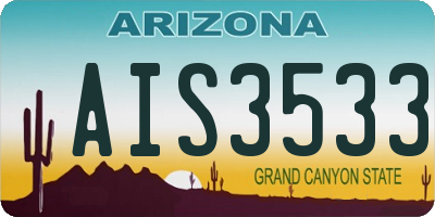 AZ license plate AIS3533