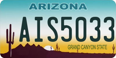 AZ license plate AIS5033