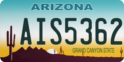 AZ license plate AIS5362