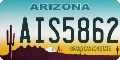 AZ license plate AIS5862