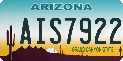 AZ license plate AIS7922