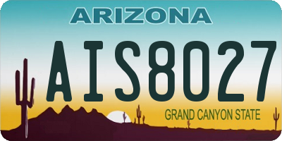 AZ license plate AIS8027