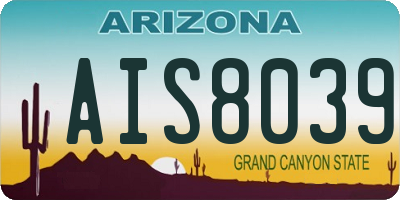 AZ license plate AIS8039