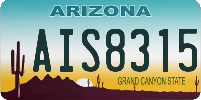 AZ license plate AIS8315