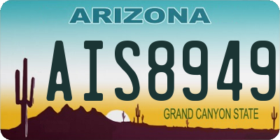 AZ license plate AIS8949