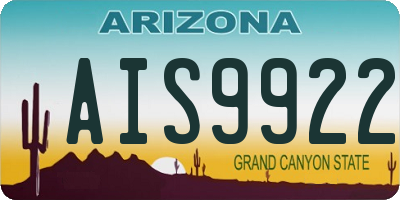 AZ license plate AIS9922