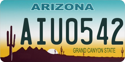 AZ license plate AIU0542