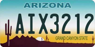 AZ license plate AIX3212