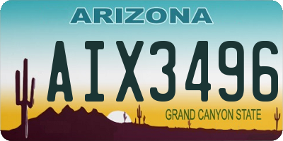 AZ license plate AIX3496