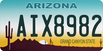 AZ license plate AIX8982