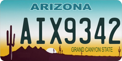 AZ license plate AIX9342