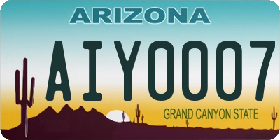 AZ license plate AIY0007