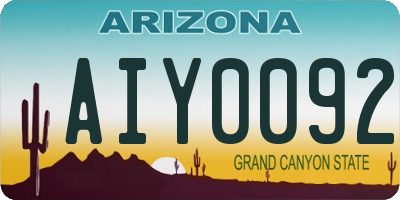 AZ license plate AIY0092