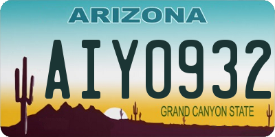AZ license plate AIY0932