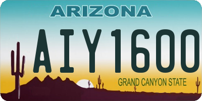 AZ license plate AIY1600