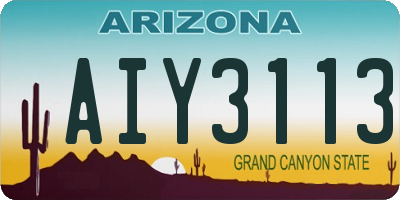 AZ license plate AIY3113