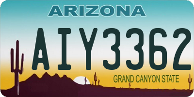 AZ license plate AIY3362