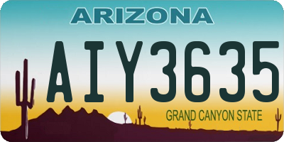 AZ license plate AIY3635