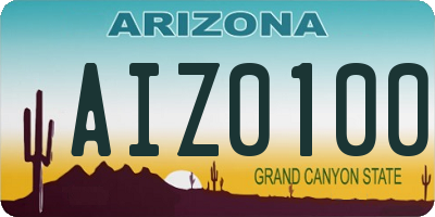 AZ license plate AIZ0100