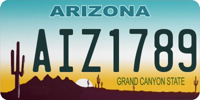 AZ license plate AIZ1789