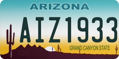 AZ license plate AIZ1933