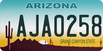 AZ license plate AJA0258