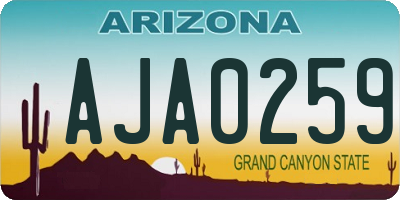 AZ license plate AJA0259