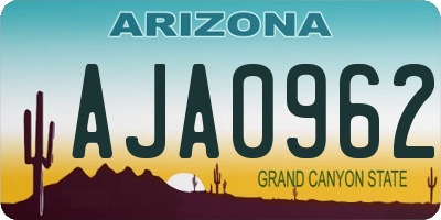 AZ license plate AJA0962