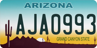 AZ license plate AJA0993