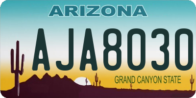 AZ license plate AJA8030
