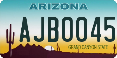 AZ license plate AJB0045